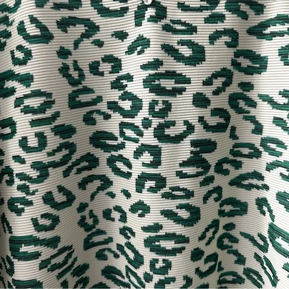Green Leopard Print Blouse Animal Print Mobwife puff sleeve - Picture 6 of 8